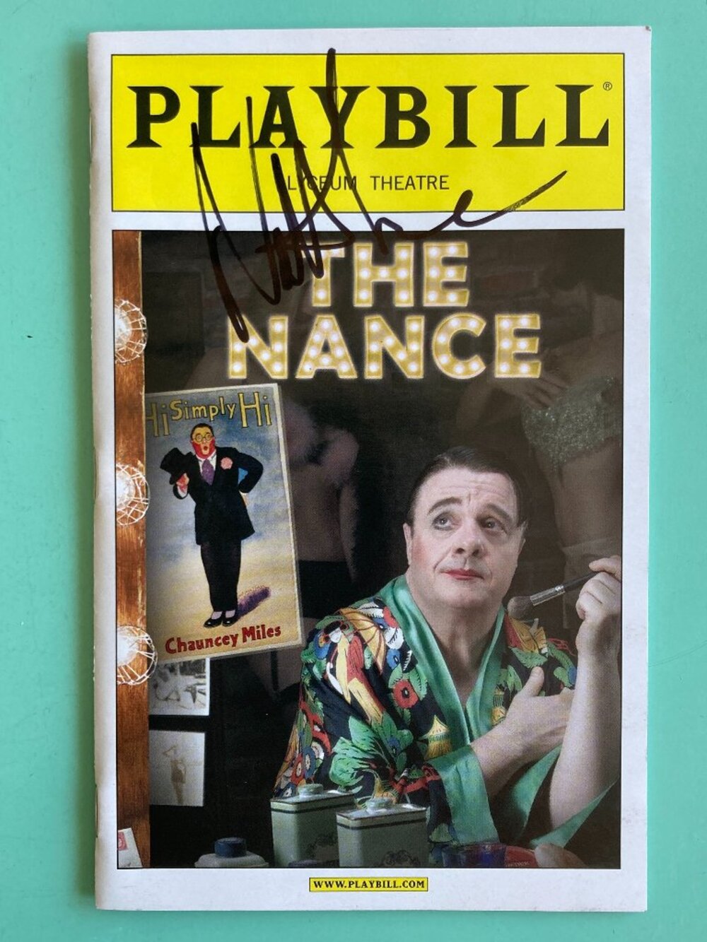 Nathan Lane (Only) Signed Playbill THE NANCE Opening Night Jonny Orsini 2013